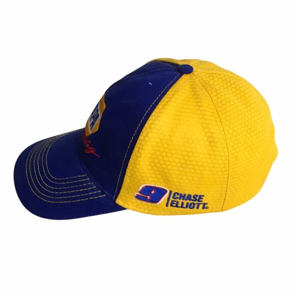 NAPA Racing NASCAR Chase Elliott 9 Trucker Cap Hat Strapback Yellow Blue - Picture 2 of 6